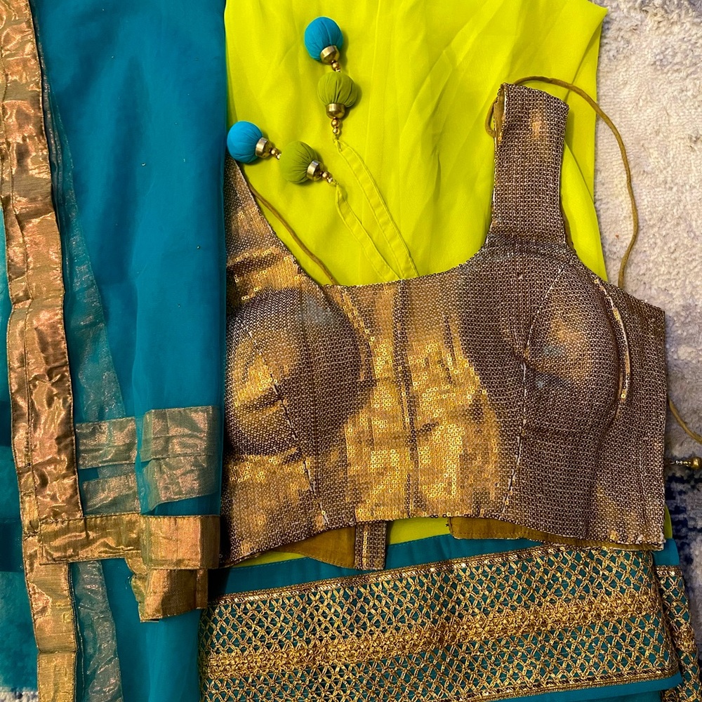 Green color lehenga set